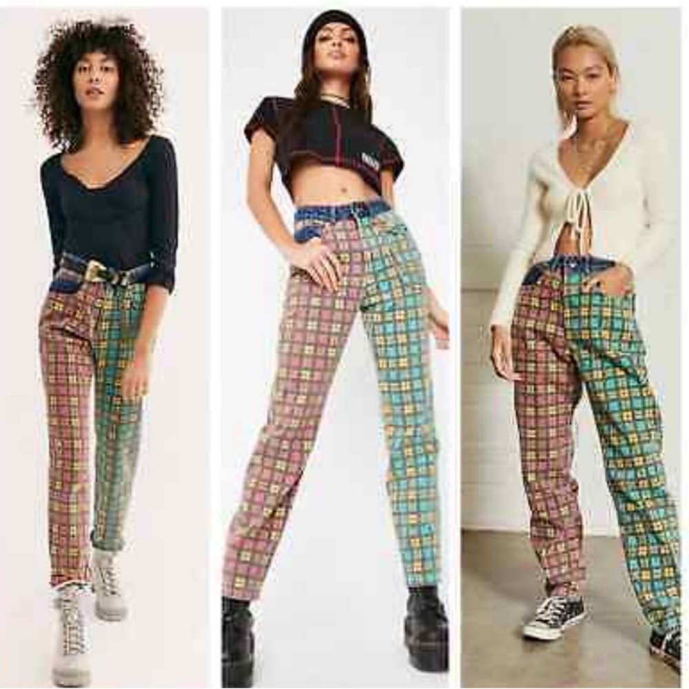The Ragged Priest‎ Mom Jeans Mixed Check Size 28